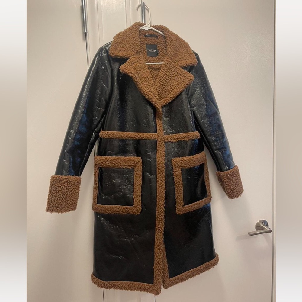 Nasty Gal Black and Brown Women's Coat